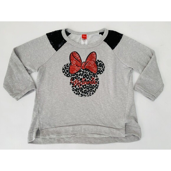 Disney Minnie Mouse Sweater Juniors XXL Gray  Lace Sparkle Bow Ears Vacation - Picture 1 of 9